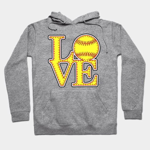 Softball Fastpitch LOVE Stitched Outline 2023 Hoodie by TeeCreations